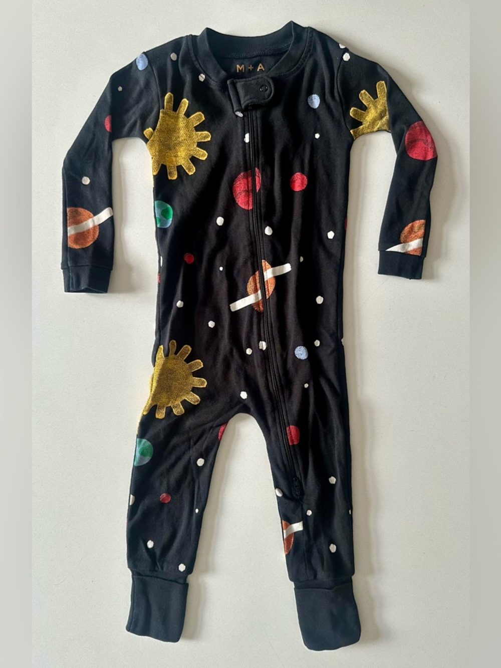 Monica & Andy - Space Print One-Piece Pajamas Sleeper - Size 12-18 months